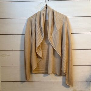 CAbi Cream Draped Open-Front Sweater